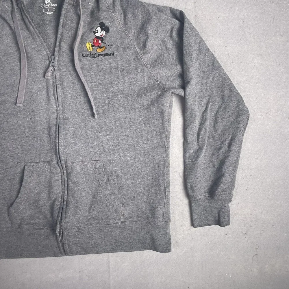 Walt Disney World Mickey‎ Mouse Full Zip Fleece Jacket Youth XL Gray Long Sleeve